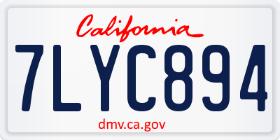 CA license plate 7LYC894