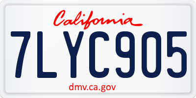 CA license plate 7LYC905