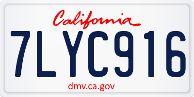 CA license plate 7LYC916