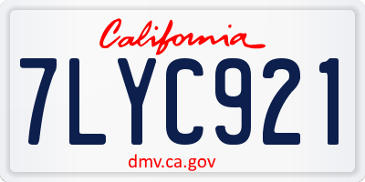 CA license plate 7LYC921