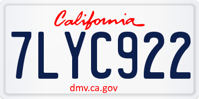 CA license plate 7LYC922