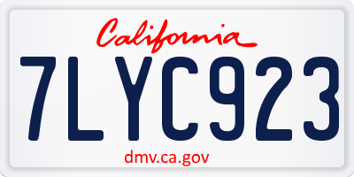 CA license plate 7LYC923