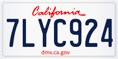 CA license plate 7LYC924