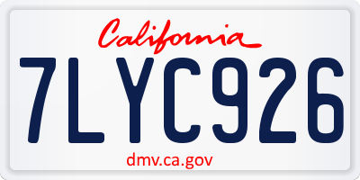 CA license plate 7LYC926