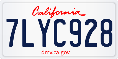 CA license plate 7LYC928