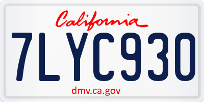 CA license plate 7LYC930