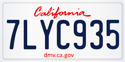 CA license plate 7LYC935