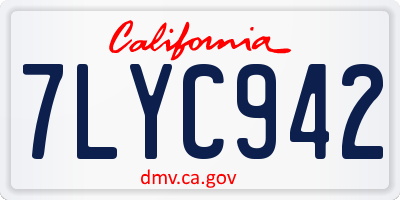CA license plate 7LYC942