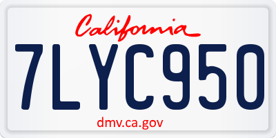 CA license plate 7LYC950