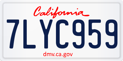 CA license plate 7LYC959