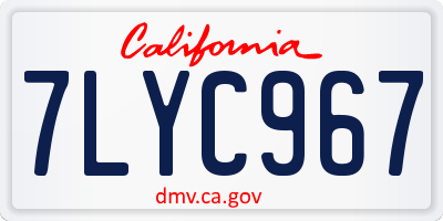 CA license plate 7LYC967