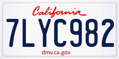 CA license plate 7LYC982