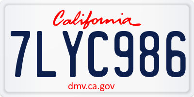 CA license plate 7LYC986