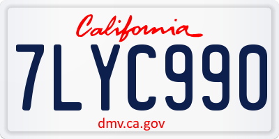 CA license plate 7LYC990