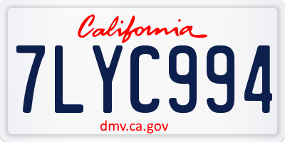 CA license plate 7LYC994