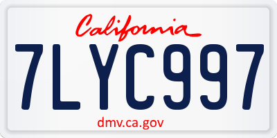 CA license plate 7LYC997