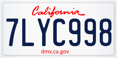 CA license plate 7LYC998