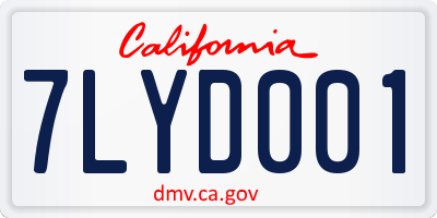 CA license plate 7LYD001