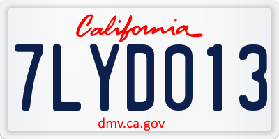 CA license plate 7LYD013