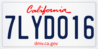 CA license plate 7LYD016