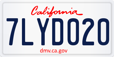 CA license plate 7LYD020