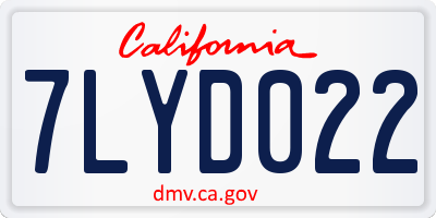 CA license plate 7LYD022