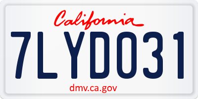 CA license plate 7LYD031