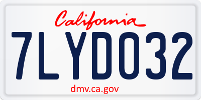 CA license plate 7LYD032