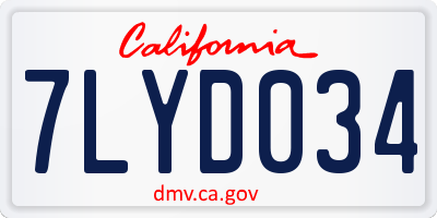 CA license plate 7LYD034