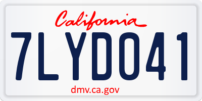 CA license plate 7LYD041