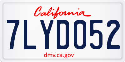 CA license plate 7LYD052