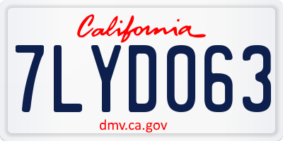 CA license plate 7LYD063