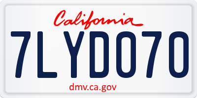 CA license plate 7LYD070