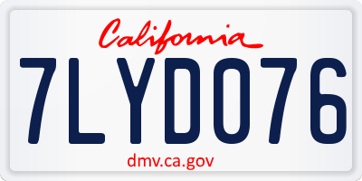CA license plate 7LYD076