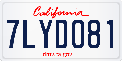 CA license plate 7LYD081