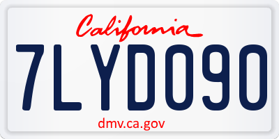 CA license plate 7LYD090