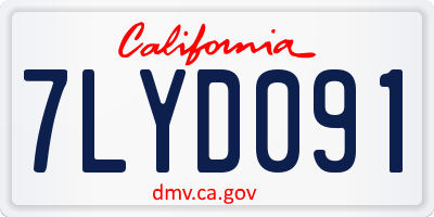 CA license plate 7LYD091