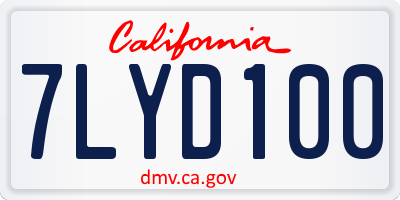 CA license plate 7LYD100