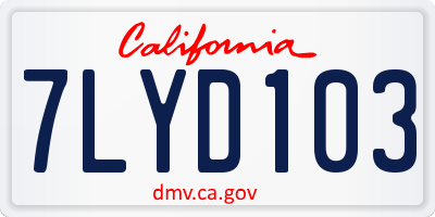 CA license plate 7LYD103
