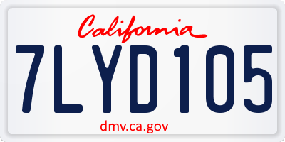 CA license plate 7LYD105