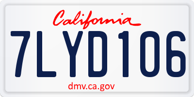 CA license plate 7LYD106