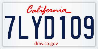 CA license plate 7LYD109
