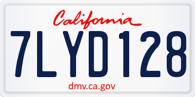 CA license plate 7LYD128