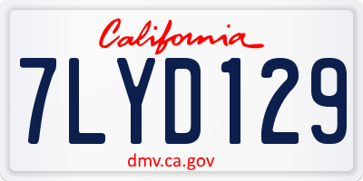 CA license plate 7LYD129