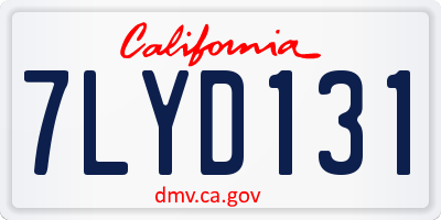 CA license plate 7LYD131