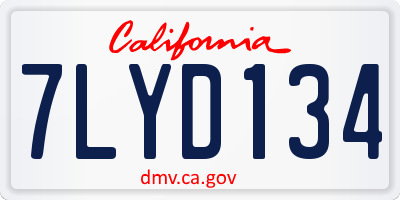 CA license plate 7LYD134