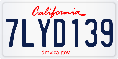 CA license plate 7LYD139