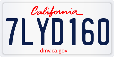 CA license plate 7LYD160