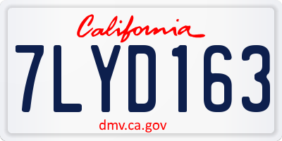 CA license plate 7LYD163