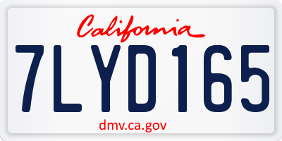 CA license plate 7LYD165
